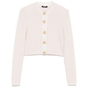 BALMAIN Monogram Knit Cropped Cardigan Women NUDE & NEUTRALS Sweaters & Knitwear